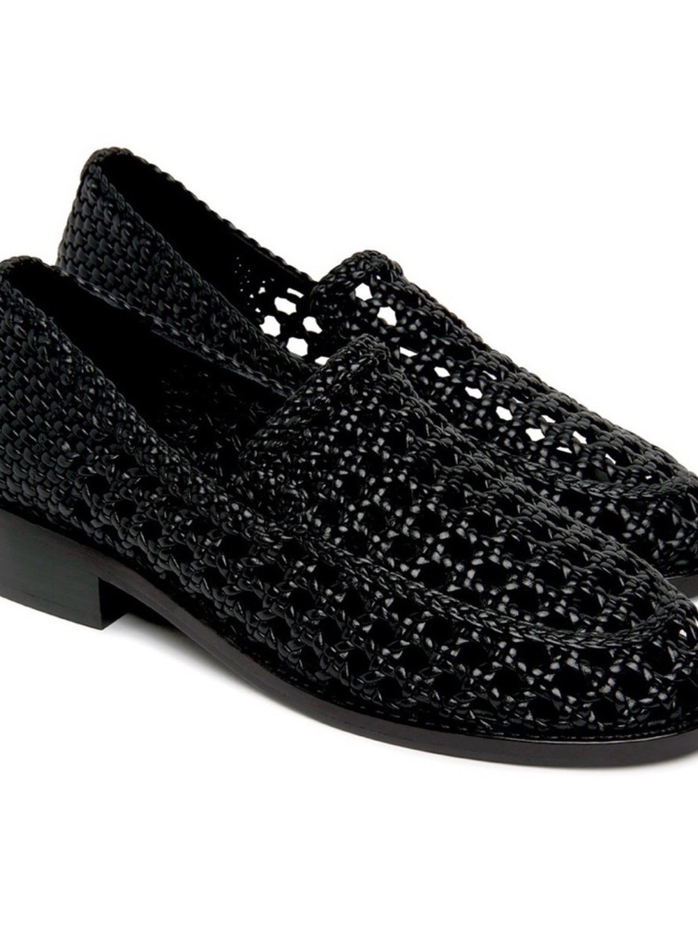 Cynthia Rowley Black Woven Leather Slip-On Women's Loafers